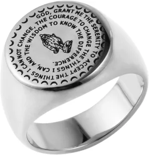 HZMAN Bible Verse Prayer Rings Christian Jewelry Silver/Gold Stainless Steel Praying Hands Bands