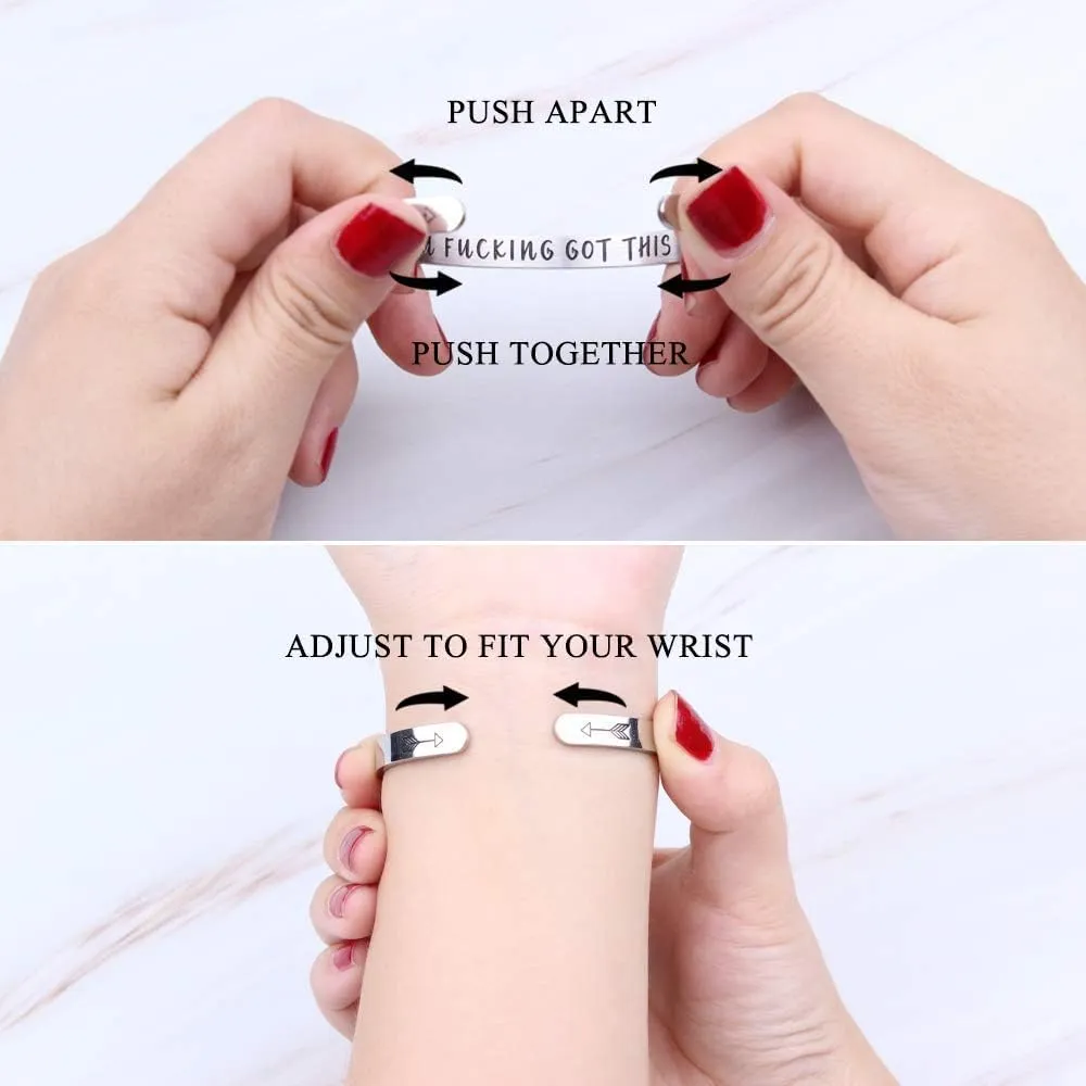 Inspirational Bracelet Bangle Cuff Motivational Encouragement Friendship Best Friend Bracelet Mantra Quote Stainless Steel Jewelry