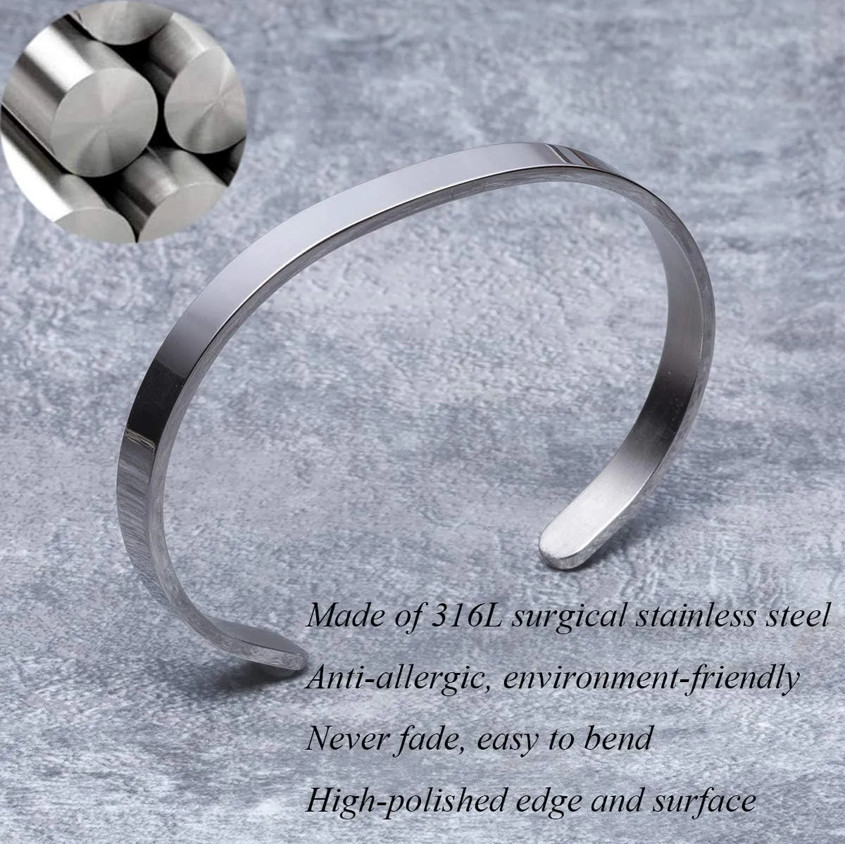 Inspirational Bracelet Bangle Cuff Motivational Encouragement Friendship Best Friend Bracelet Mantra Quote Stainless Steel Jewelry
