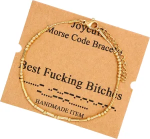 JoycuFF Friendship Morse Code Bracelets Inspirational Gifts For Best Friends Women Mother Aunt Sister Mothers Day Birthday Christmas Stianless Steel Jewelry