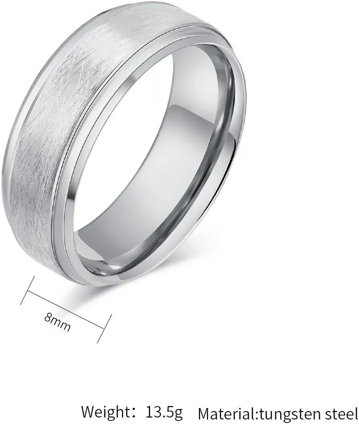 Judaism Hebrew Religious Rings Brushed Tungsten Carbide Black/Silver/Gold Plated Ring Statement Band Rings for Men Free Engraved Promise Ring High Polish, Size 7 to 13