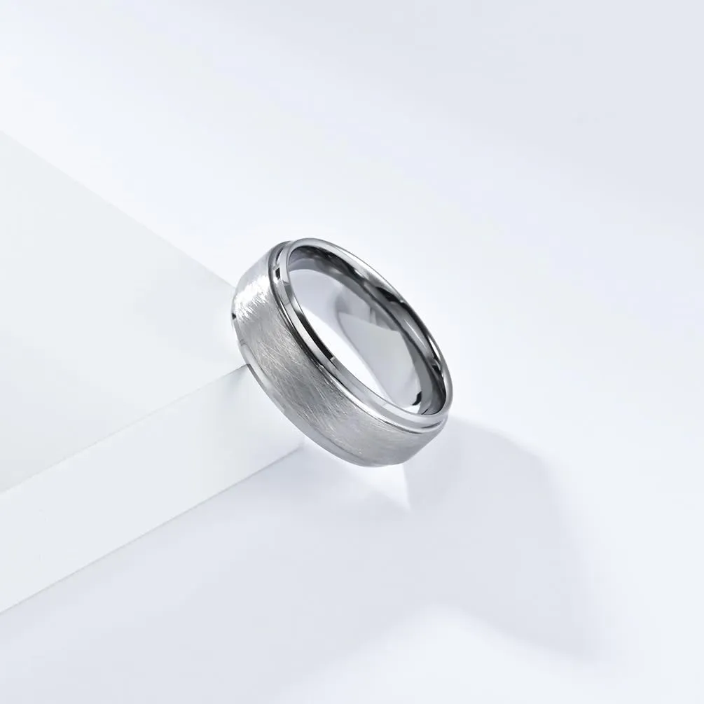 Judaism Hebrew Religious Rings Brushed Tungsten Carbide Black/Silver/Gold Plated Ring Statement Band Rings for Men Free Engraved Promise Ring High Polish, Size 7 to 13