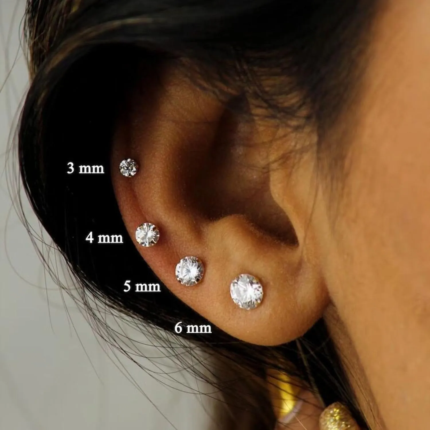 Kainier 5 Pairs CZ Stud Earrings Set 316L Stainless Steel Earrings Cubic Zirconia Ear Stud for Women Simulated Diamond Hypoallergenic 3-7mm