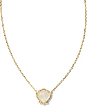 Kendra Scott Brynne Shell Short Pendant Necklace, Gold-Plated Brass, Ivory Mother Of Pearl, Fashion Jewelry for Women