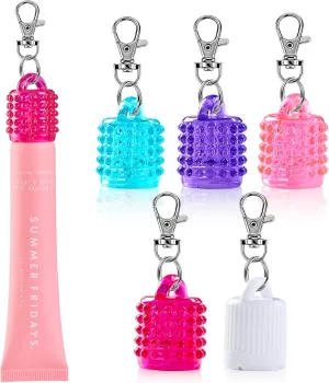 Keychain Lip Balm Holder Cap for Summer Fridays 15g/0.5oz - Replacement Cap with Stopper, Lip Gloss Keychain, Convenient Keyring Accessory for Women & Moms, Prevent Loss