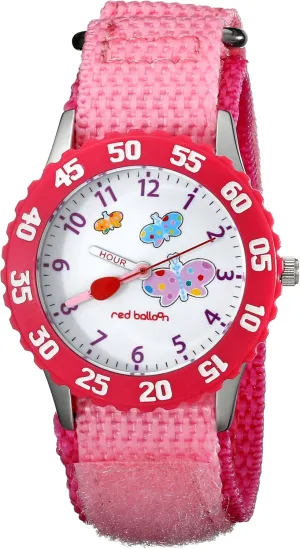 Kids' W000182 "Butterflies Time Teacher" Stainless Steel Watch with Pink Nylon Band