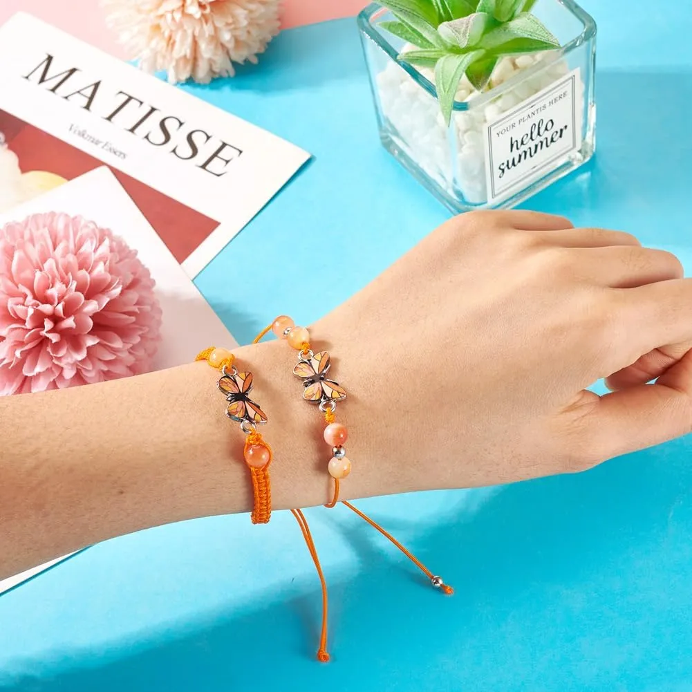KISSITTY Butterfly Bracelet Braided Nylon Cord Butterfly Bracelet Adjustable Friendship Bracelet for Women
