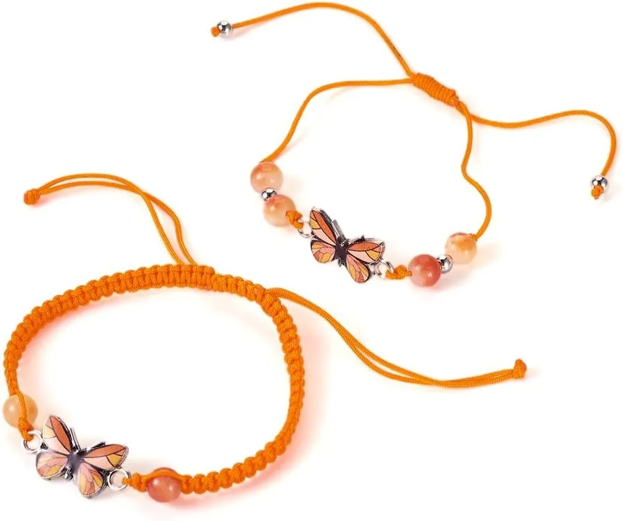 KISSITTY Butterfly Bracelet Braided Nylon Cord Butterfly Bracelet Adjustable Friendship Bracelet for Women