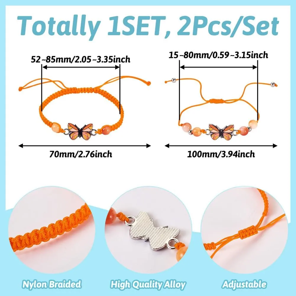 KISSITTY Butterfly Bracelet Braided Nylon Cord Butterfly Bracelet Adjustable Friendship Bracelet for Women
