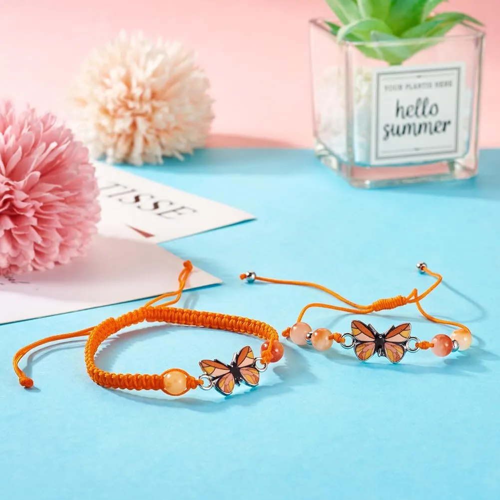 KISSITTY Butterfly Bracelet Braided Nylon Cord Butterfly Bracelet Adjustable Friendship Bracelet for Women