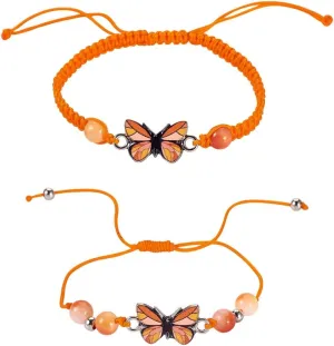 KISSITTY Butterfly Bracelet Braided Nylon Cord Butterfly Bracelet Adjustable Friendship Bracelet for Women