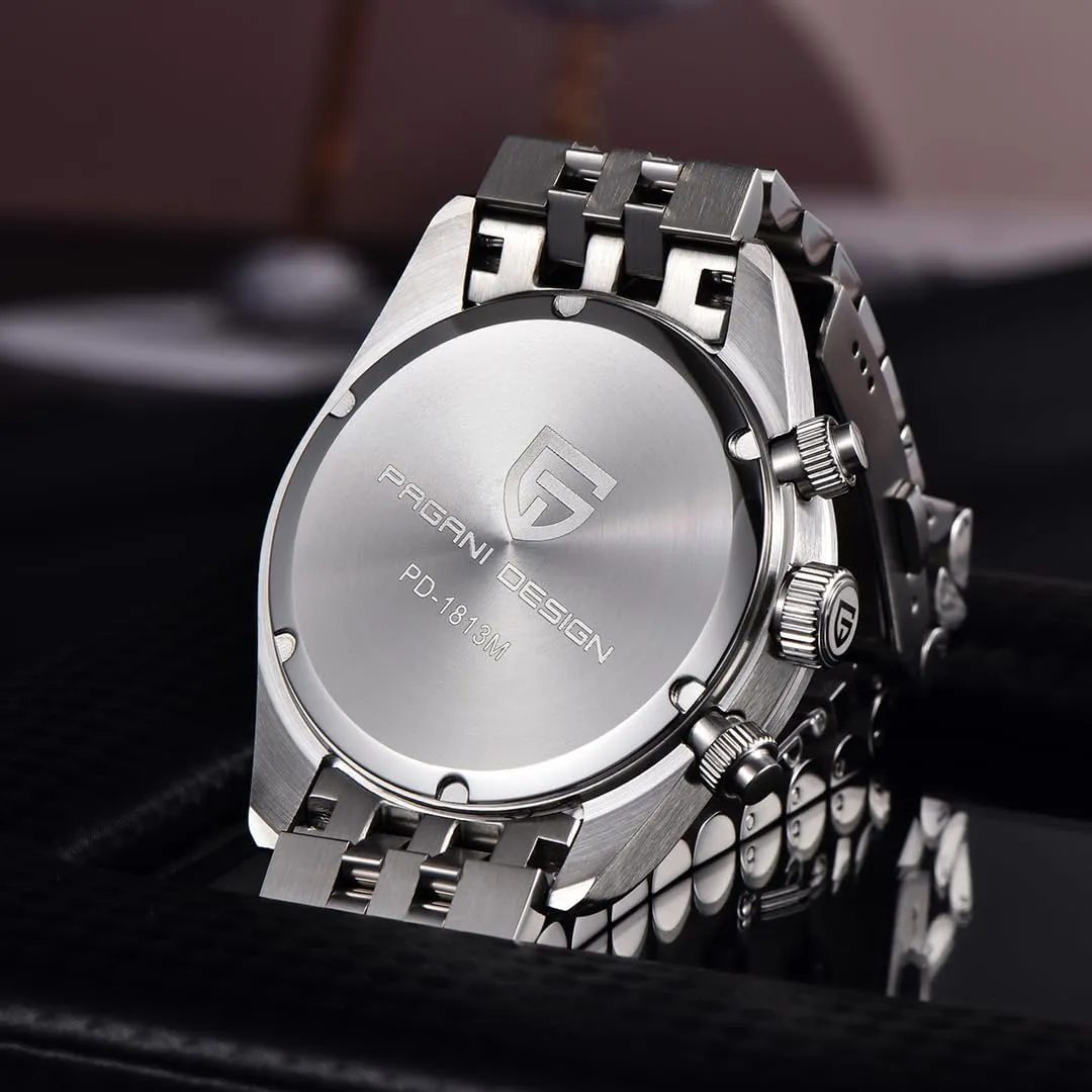 LACZ DENTON Pagani Design 1718 Panda Dial Men's Chronograph Watches Japan VK64 Movement Stianless Steel 100M Waterproof Men Fashion Casual Watch