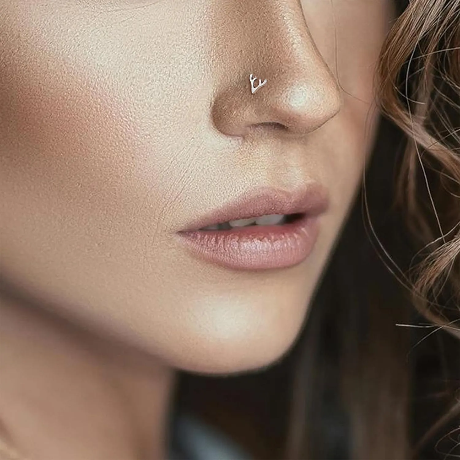 Lantine Antlers Heart Lightning Lip Labret Medusa Monroe Helix Daith Cartilage Conch 2nd 3rd Lobe Piercing Jewelry Implant Grade Titanium Cz Push in Flat Back Stud Earrings