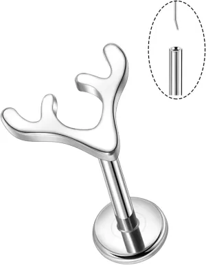 Lantine Antlers Heart Lightning Lip Labret Medusa Monroe Helix Daith Cartilage Conch 2nd 3rd Lobe Piercing Jewelry Implant Grade Titanium Cz Push in Flat Back Stud Earrings