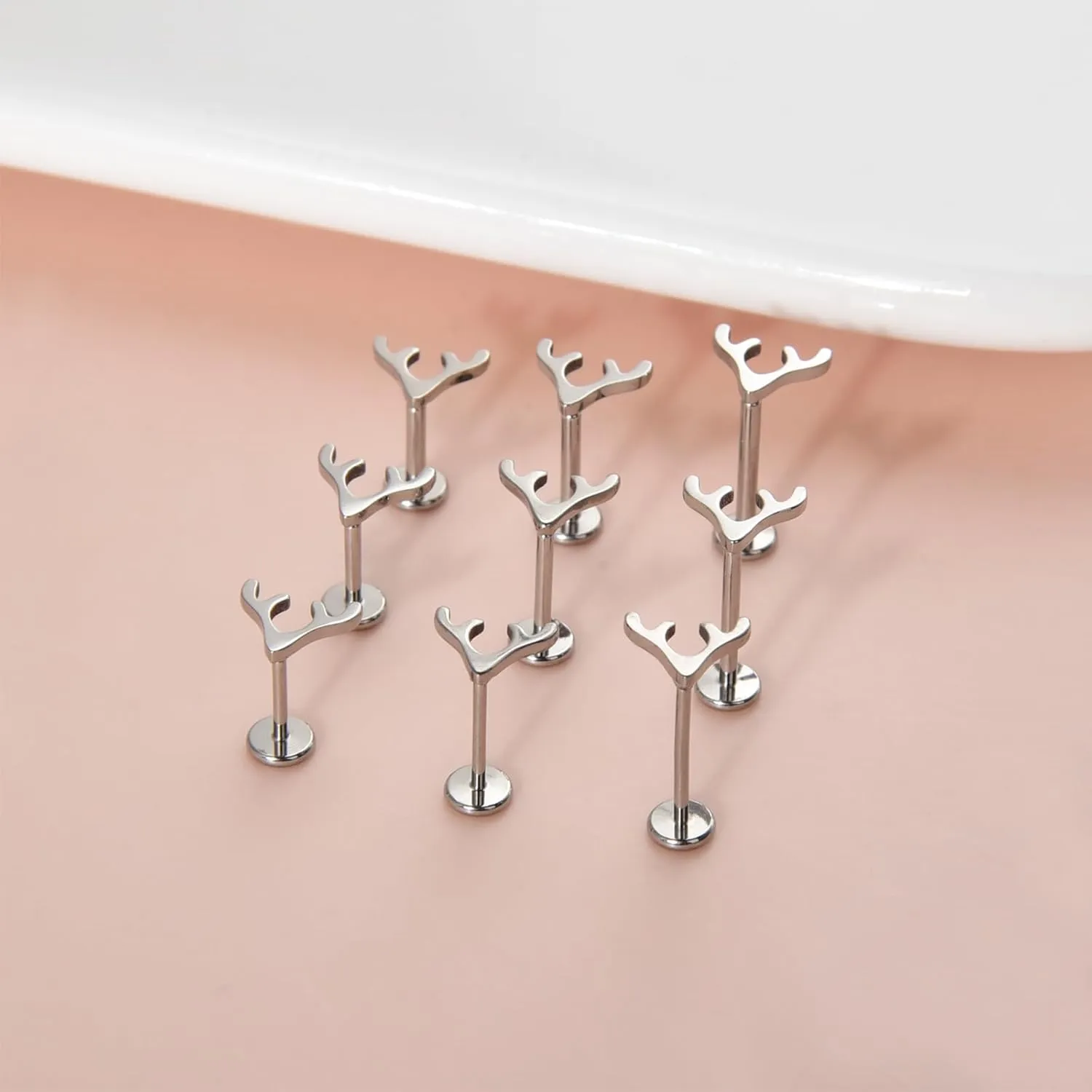 Lantine Antlers Heart Lightning Lip Labret Medusa Monroe Helix Daith Cartilage Conch 2nd 3rd Lobe Piercing Jewelry Implant Grade Titanium Cz Push in Flat Back Stud Earrings