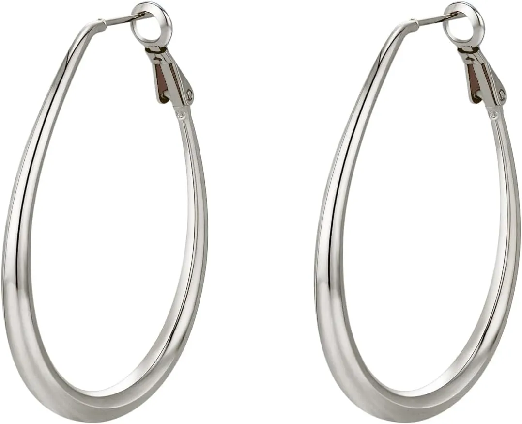 Lightweight Oval Hoop Earrings for Women - 14K Gold Plated, Rose Gold Plated and Sterling Silver Plated Large Oblong Hoop Earrings for Women Statement Jewelry Gift