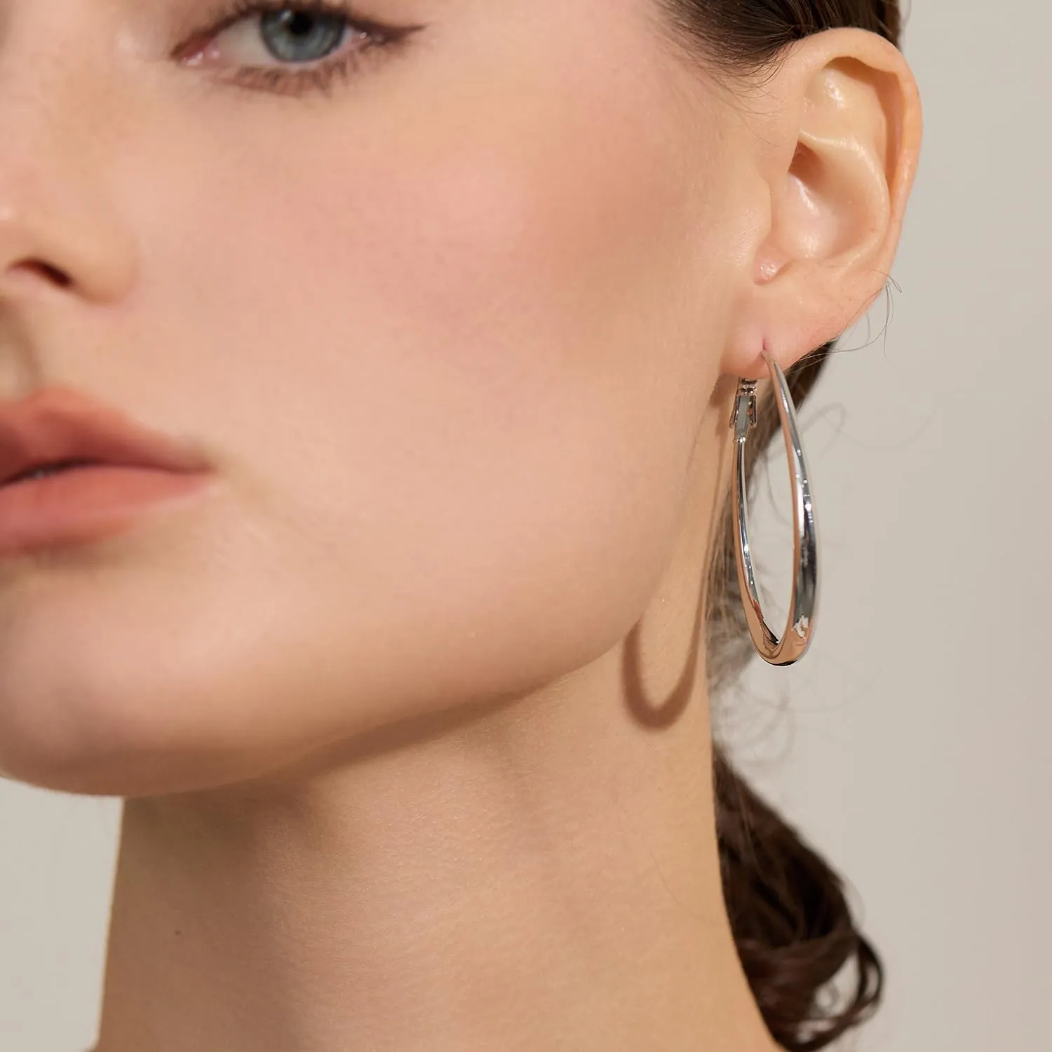 Lightweight Oval Hoop Earrings for Women - 14K Gold Plated, Rose Gold Plated and Sterling Silver Plated Large Oblong Hoop Earrings for Women Statement Jewelry Gift