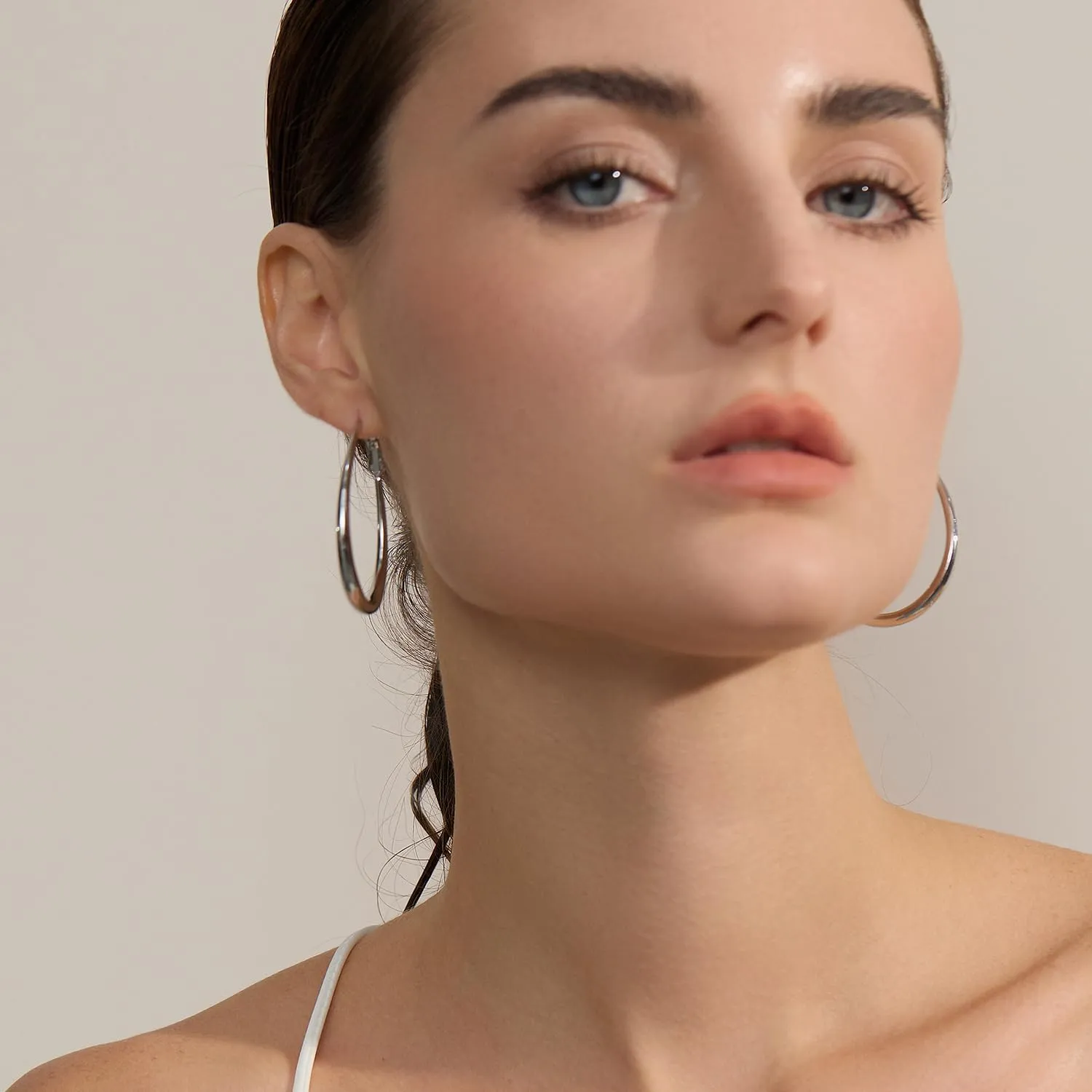 Lightweight Oval Hoop Earrings for Women - 14K Gold Plated, Rose Gold Plated and Sterling Silver Plated Large Oblong Hoop Earrings for Women Statement Jewelry Gift