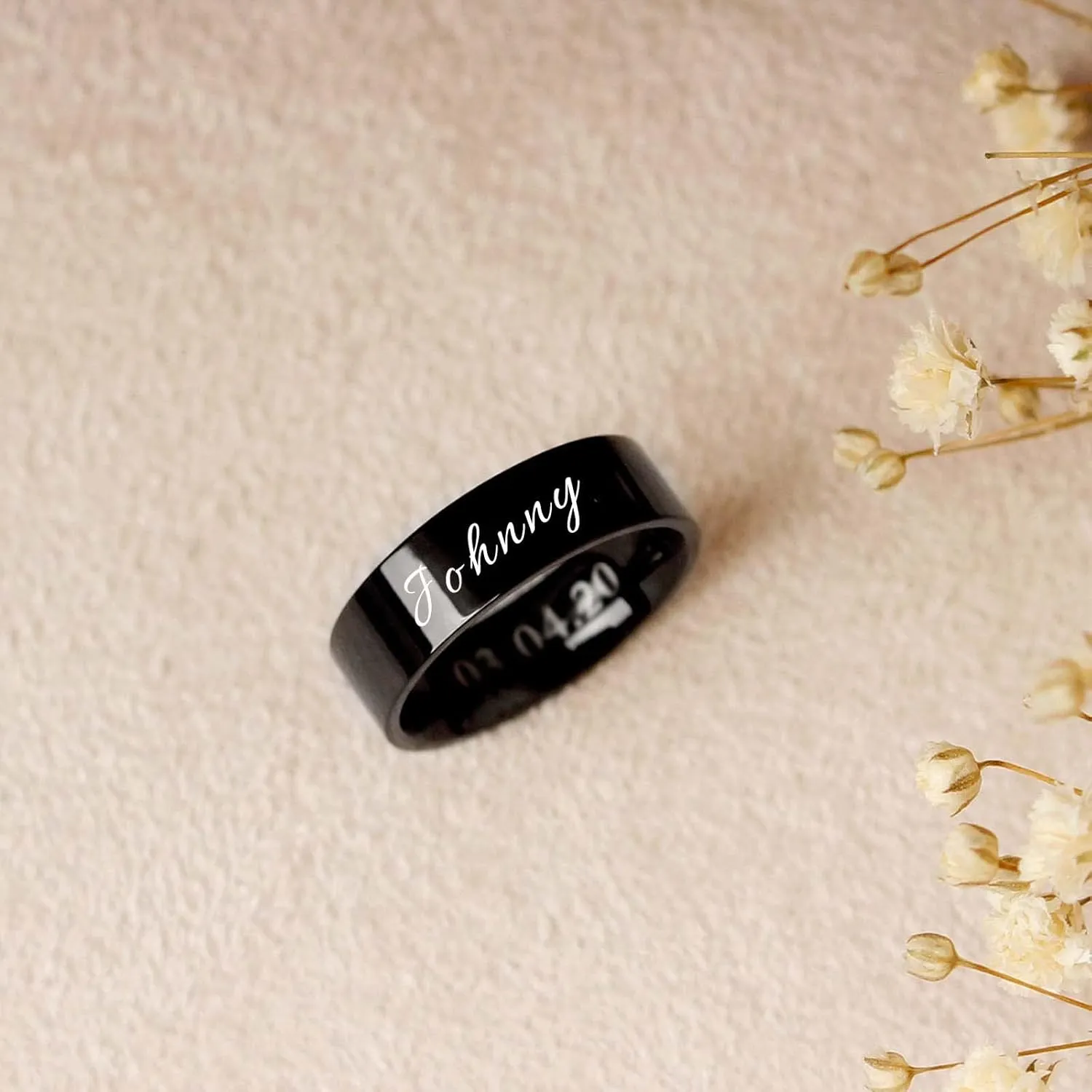 LOFART-Personalized Name Ring 925 Sterling Silver Custom Engraved Inside and Outside Ring for Men and Women Engagement Wedding Ring Promise Rings for Couples Customizable Unisex Jewlery Gifts for Him and Her