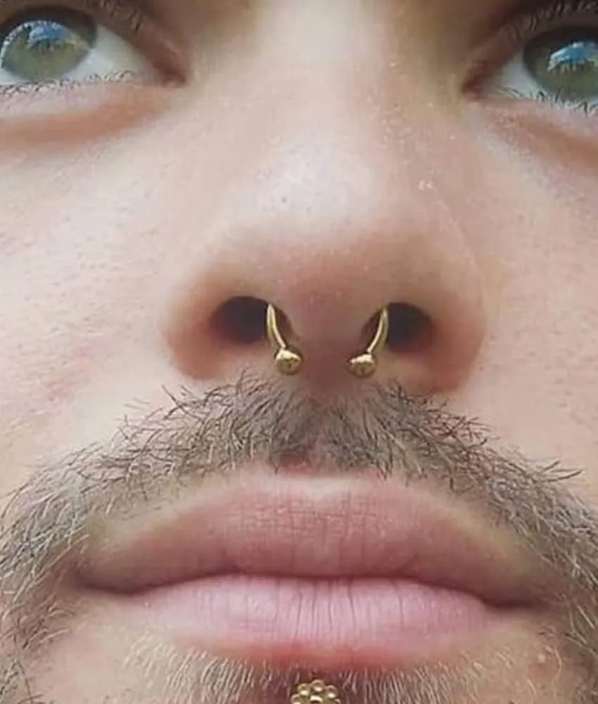 Longita Internally Threaded Septum Ring Silver Black Gold Septum Rings 16G Septum Piercing Surgical Steel Septum Jewelry Septum Nose Rings 16 Gauge Small Septum Ring Horseshoe with Replacement Balls
