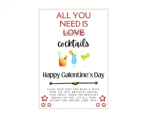 LOVE Cocktails, Galentines Day Gift, Galentine Wish Bracelet, Gal Pal Friend Wish Bracelet, Galentine's Party Favor, Celebrate Friendship, Bestie Wish Bracelet, Make A Wish, Galentine's Day Gift