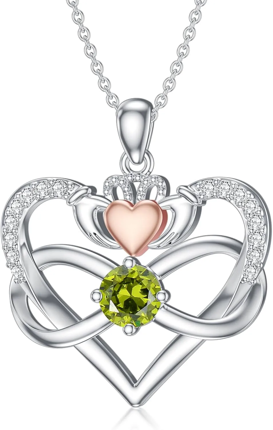 Love Heart Necklace for Women 925 Sterling Silver Natural Birthstone Pendant Jewelry Christmas Birthday Gifts for Mom Wife Her