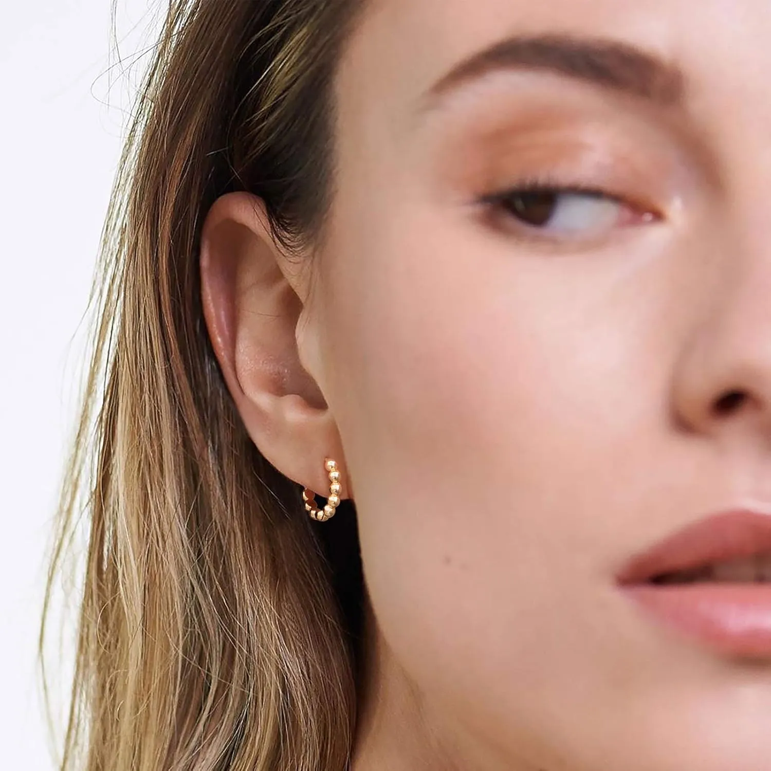 LOYATA Gold Huggie Hoop Earrings 14K Gold Plated Dainty Small Simple Hypoallergenic Jewelry Gift for Women
