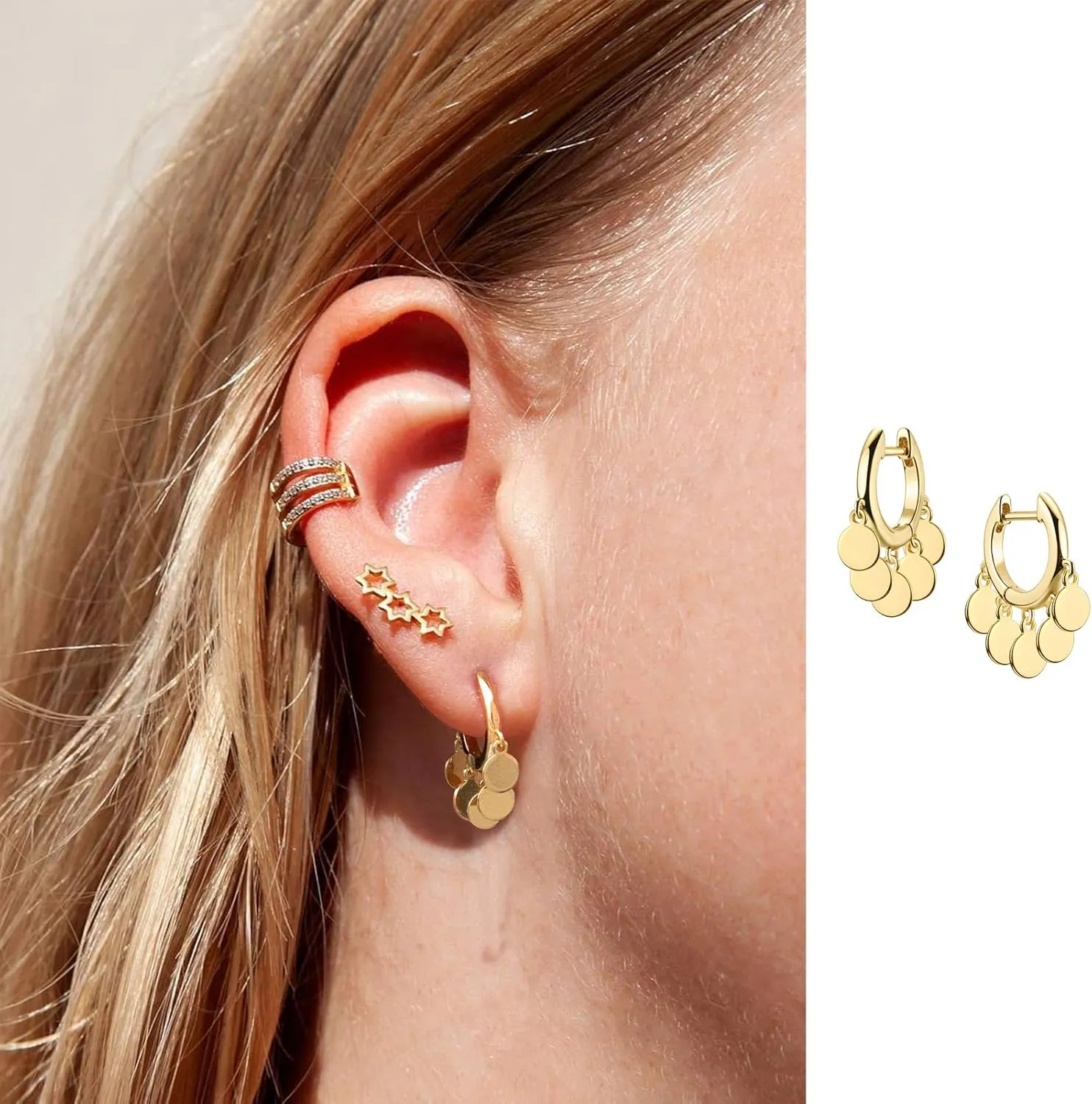 LOYATA Gold Huggie Hoop Earrings 14K Gold Plated Dainty Small Simple Hypoallergenic Jewelry Gift for Women