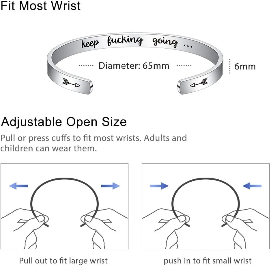 M MOOHAM Bracelets for Women - Engraved Quote Inspirational Bracelet Birthday Christmas Funny Gifts for Best Friend, Daughter, Son, Sister, Niece, Mom, Coworkers, Stainless Steel Jewelry