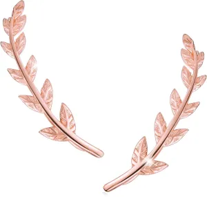 Madeone Sterling Silver & Gold Plated Leaf Ear Climber & Hoop Earrings - Hypoallergenic Mother's Day Gifts