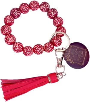 MAMA Keychain Wristlet for Women Wooden Beaded Key Chain Lanyard Bangle Wrist Chain Anti Lost Keyring