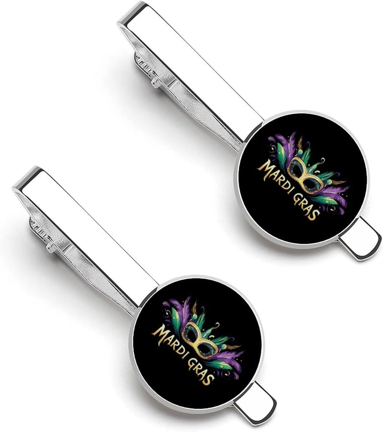 Mardi And The Gras Men's Tie Clips Shirt Necktie Bar Pinch Silver Tack Pins Cufflinks Mens Suit Tie Accessories
