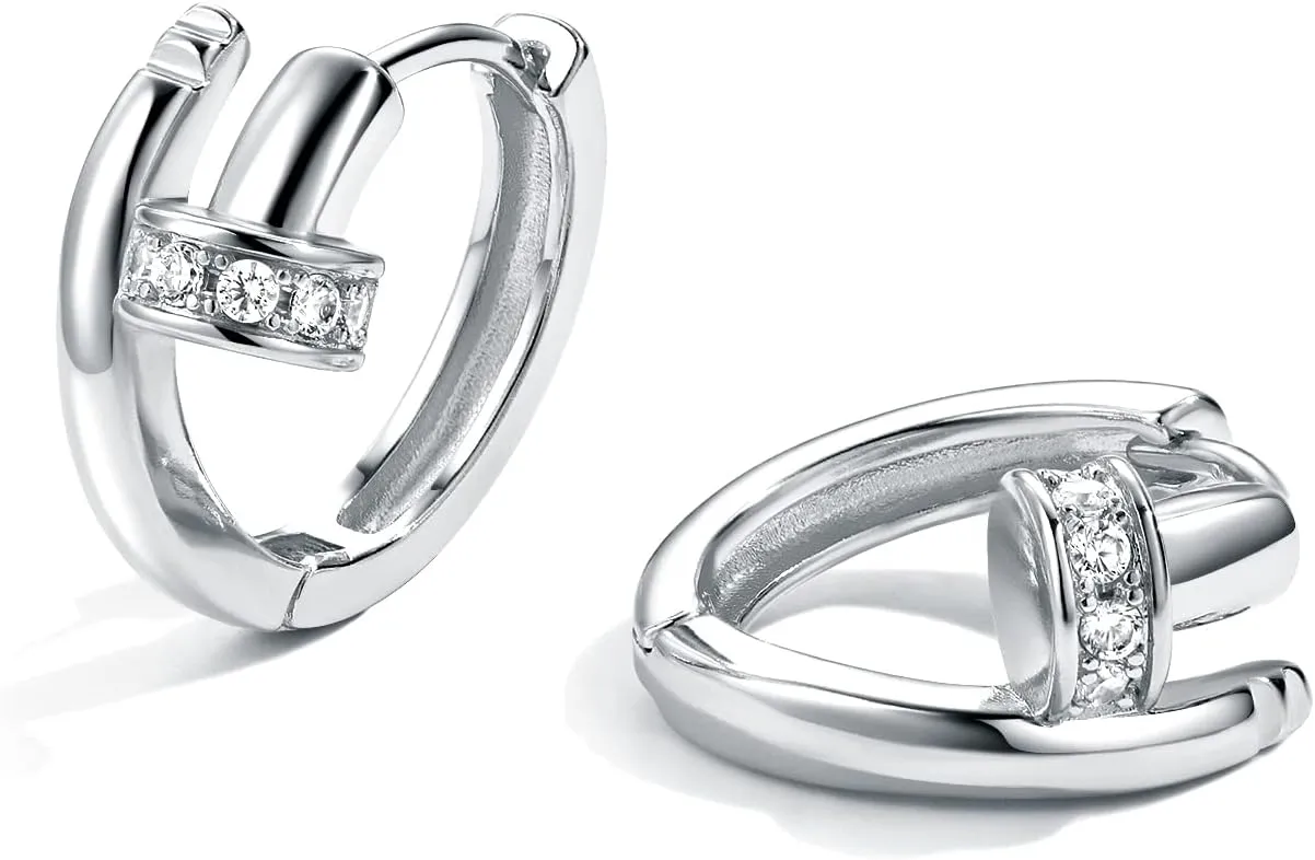 Me&Hz Gold Huggie Earrings Small Huggie Hoop Earrings for Women 14K Gold Plated Hypoallergenic Cubic Zirconia Huggies Mini Silver Hoop Earring for Women