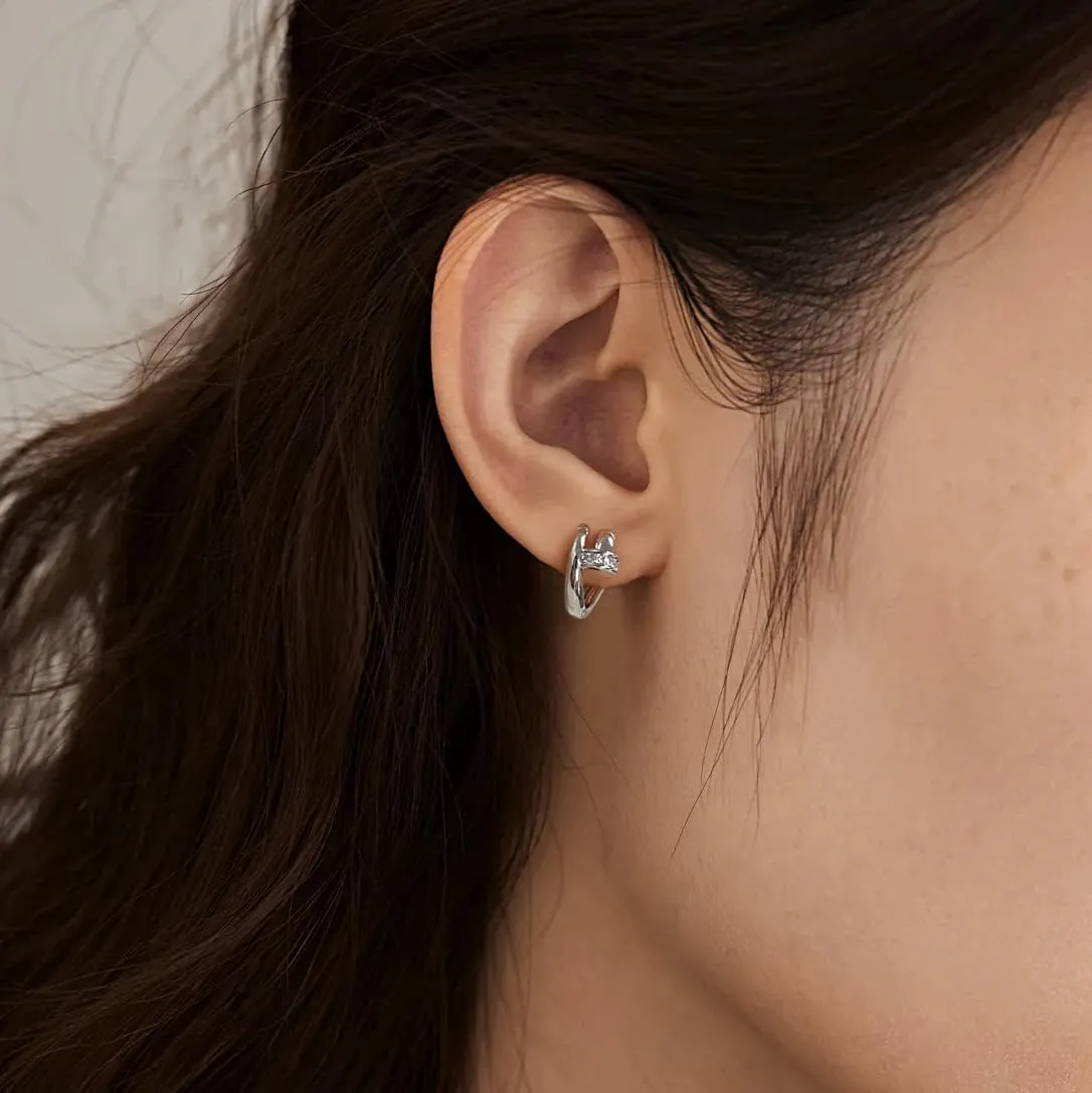 Me&Hz Gold Huggie Earrings Small Huggie Hoop Earrings for Women 14K Gold Plated Hypoallergenic Cubic Zirconia Huggies Mini Silver Hoop Earring for Women