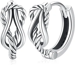 Men Earrings Viking Rune Hoop Celtic Earring for Women Punk 16mm 925 Sterling Silver Huggie Black Blue Hoop Earrings Norse Viking Jewelry Gifts