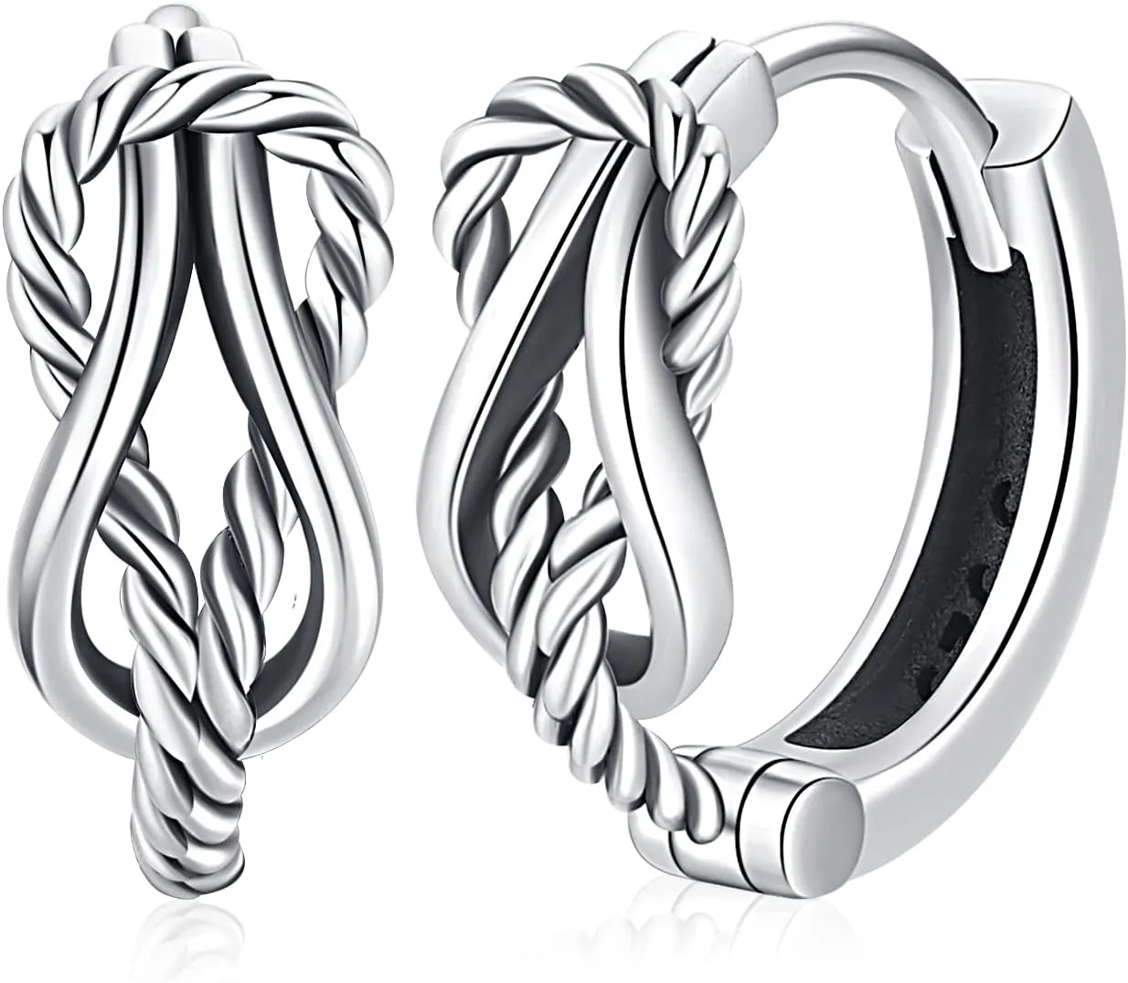 Men Earrings Viking Rune Hoop Celtic Earring for Women Punk 16mm 925 Sterling Silver Huggie Black Blue Hoop Earrings Norse Viking Jewelry Gifts