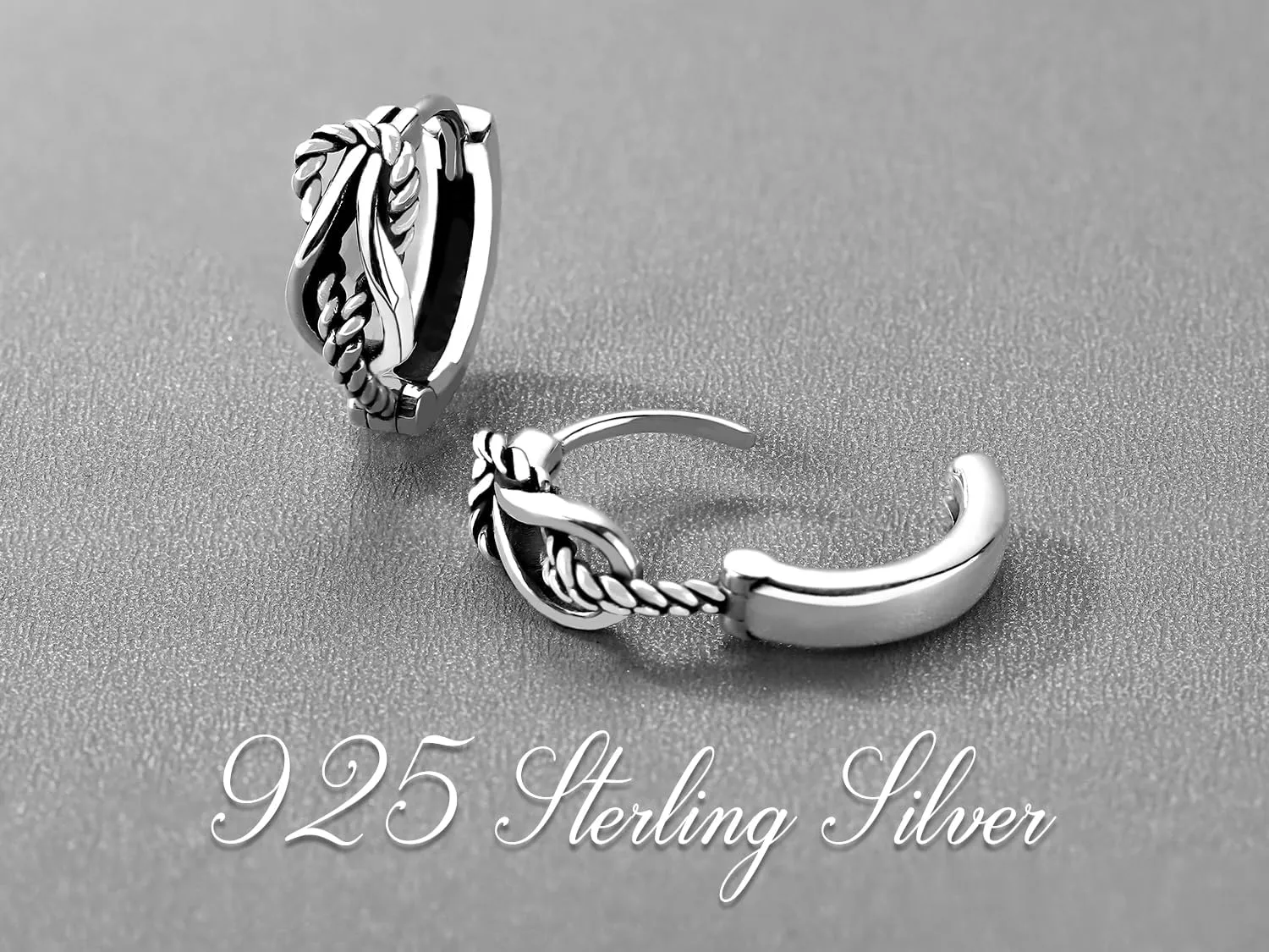 Men Earrings Viking Rune Hoop Celtic Earring for Women Punk 16mm 925 Sterling Silver Huggie Black Blue Hoop Earrings Norse Viking Jewelry Gifts