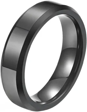 Men's 6mm 8mm Tungsten Steel Couple Ring Plain Wedding Band Beveled Polished Edge Comfort Fit