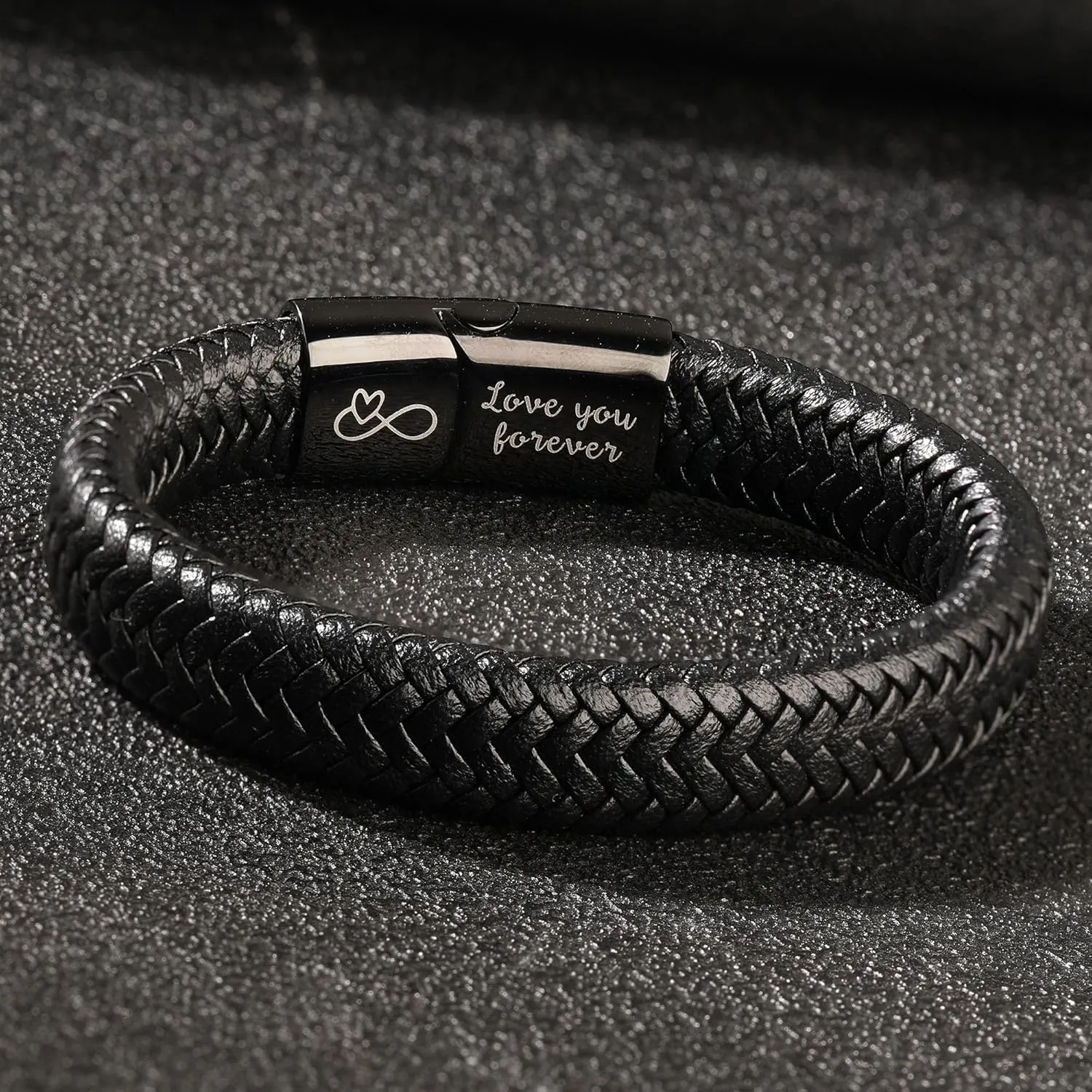 Mens Leather Bracelet I Love You Gifts for Him Men Bracelet Anniversary Fathers Day Birthday Gifts for Dad 2025 Graduation Gifts for Him Husband Boyfriend Son Godson Infinity Engraved Jewelry