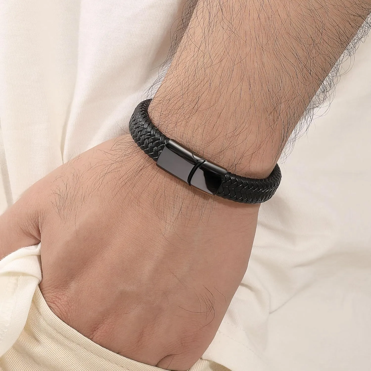 Mens Leather Bracelet I Love You Gifts for Him Men Bracelet Anniversary Fathers Day Birthday Gifts for Dad 2025 Graduation Gifts for Him Husband Boyfriend Son Godson Infinity Engraved Jewelry