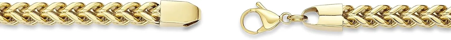 Metro Jewelry 9 to 10 Inches Long Thick Foxtail Bracelet for Men in Stainless Steel with Gold Ion Plating and Lobster Claw 6 mm Wide