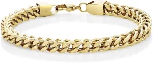Metro Jewelry 9 to 10 Inches Long Thick Foxtail Bracelet for Men in Stainless Steel with Gold Ion Plating and Lobster Claw 6 mm Wide