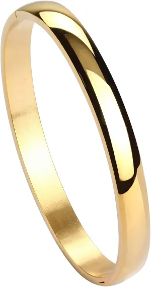 MILAKOO Womens 6MM Stainless Steel Brecelet Plain Polished Finish Cuff Bangle