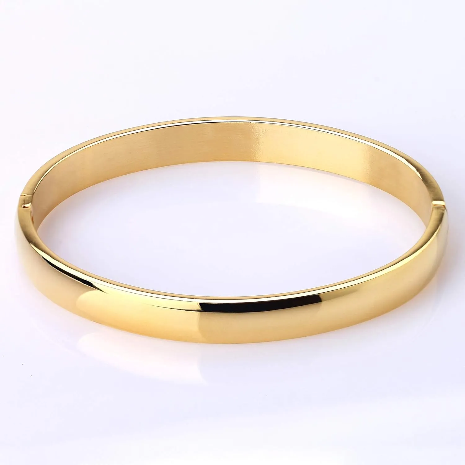 MILAKOO Womens 6MM Stainless Steel Brecelet Plain Polished Finish Cuff Bangle
