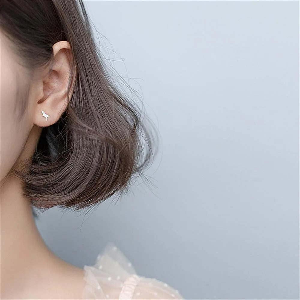 Mini Cute Dinosaur Stud Earrings for Women Girls Men Sterling Silver Hypoallergenic Tiny Dragon Brontosaurus Animal Cartilage Tragus Post Fashion Minimalist Jewelry