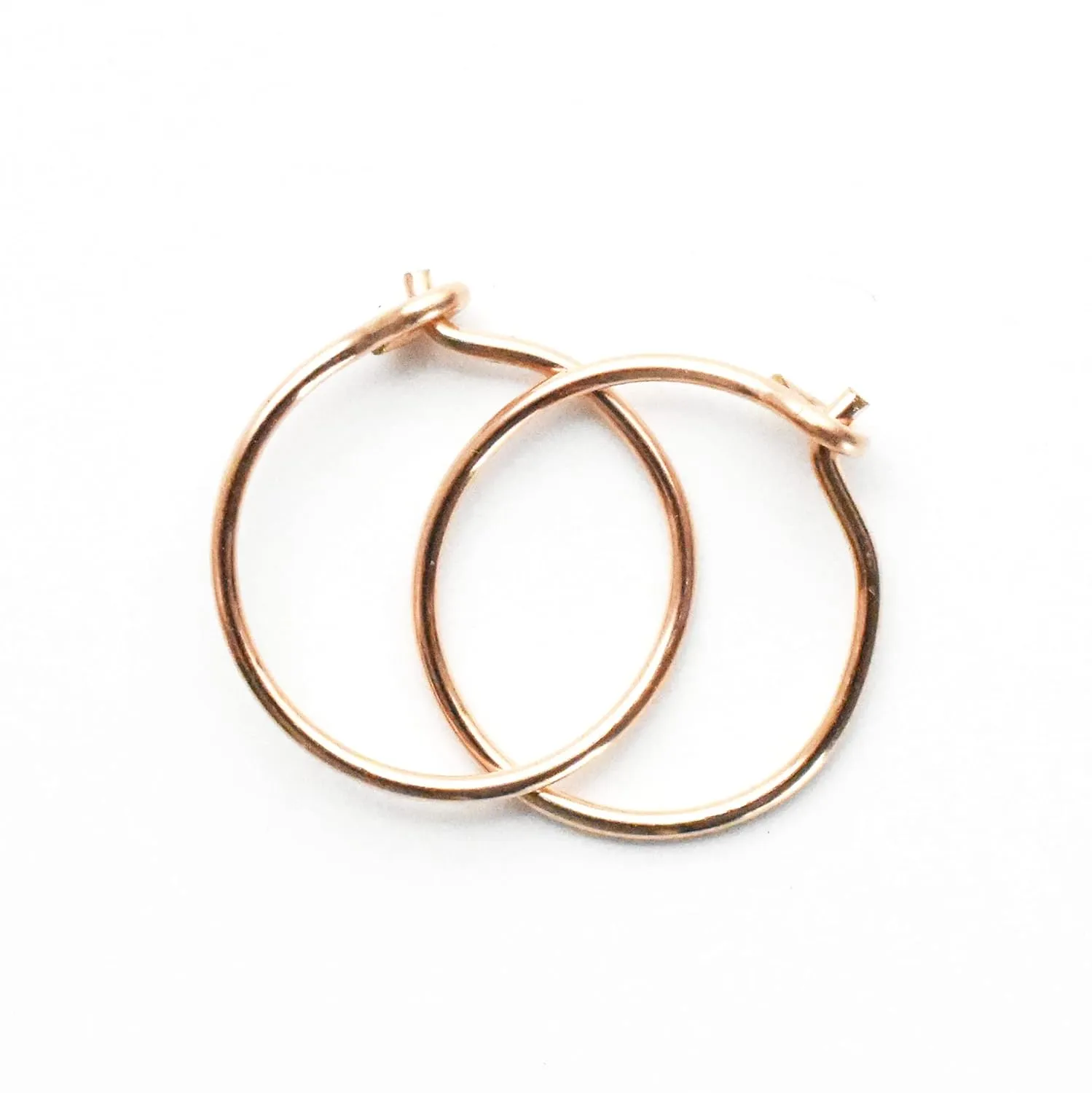 Minimalist 14k Rose Gold Fill Hoops. Small 10mm 22 gauge Handmade Pink Gold Earrings 1 Pair Hypoallergenic Sensitive Ears Earrings