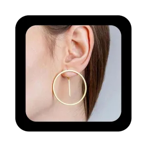 Minimalist Circle Earrings Bar Hoop Earrings Boho Round Circle Stick Earrings Gold Hallow Circle Bar Earrings Jewelry for Women