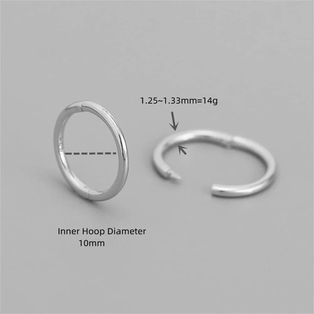 Minimalist Endless Small Hoop Earrings 925 Sterling Silver for Women Girls Hypoallergenic 14g Tiny Cartilage Huggie Hoops Helix Septum Nose Rings Daith Tragus Fashion Polished Body Piercing Jewelry