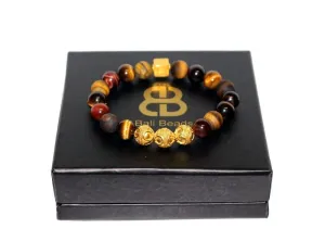 Mixed Tiger's Eye Bracelet, Men's Tiger's Eye and Gold Bracelet, Men's Designer Bracelet