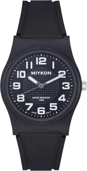 Miykon Waterproof Watches for Men | Casual Black Easy Reader Analog Watch | Lightweight Shockproof Resin, Luminous Hands and Second Hand, Japanese Quartz with 4 Year Battery Life, 100M Water Resistant